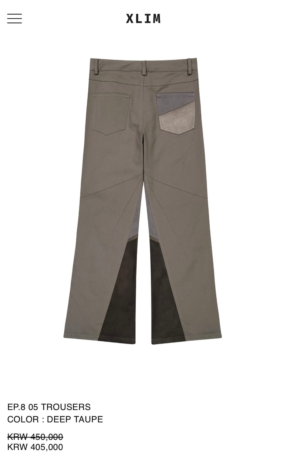 [L] XLIM 엑슬림 EP.8 05 TROUSER deep taupe 상품이미지2