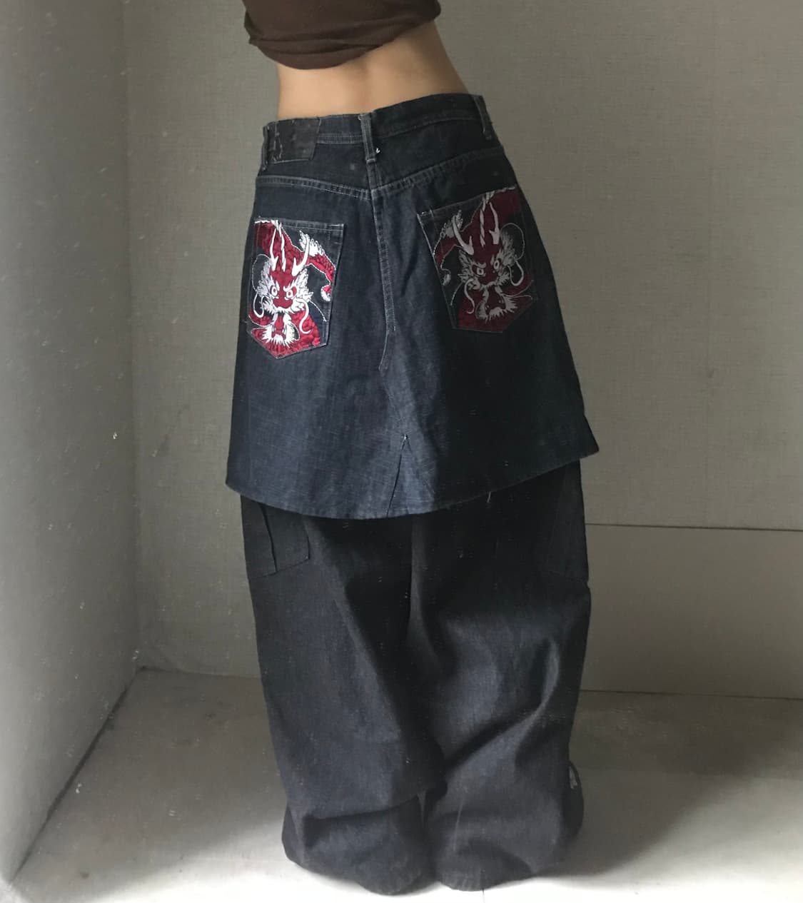 오리엔탈디테일 데님 미디스커트 상품이미지1
