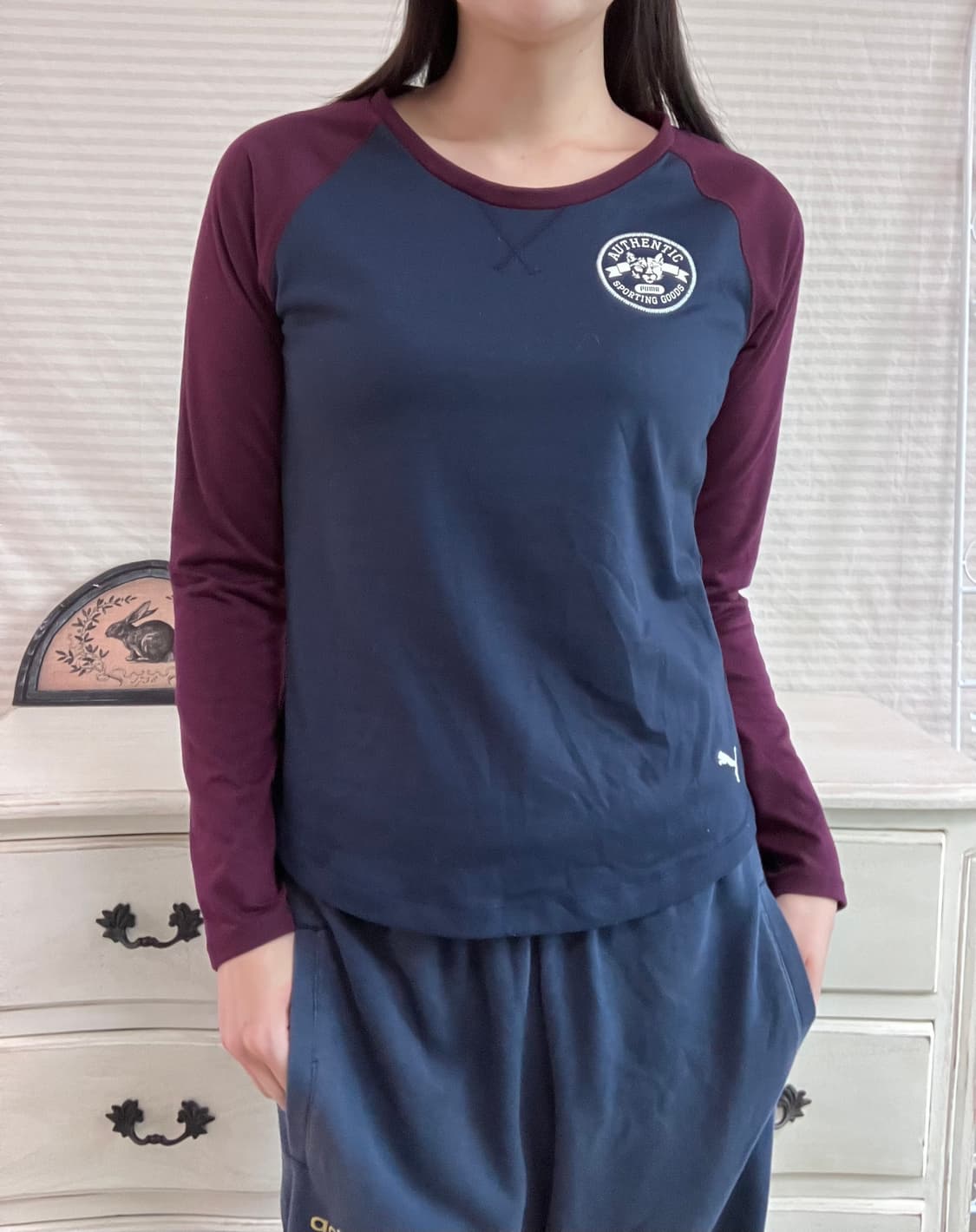 jpn vintage 푸마 퍼플 네이비 롱슬리브 y2k 스트릿 갸루 펑키 상품이미지3