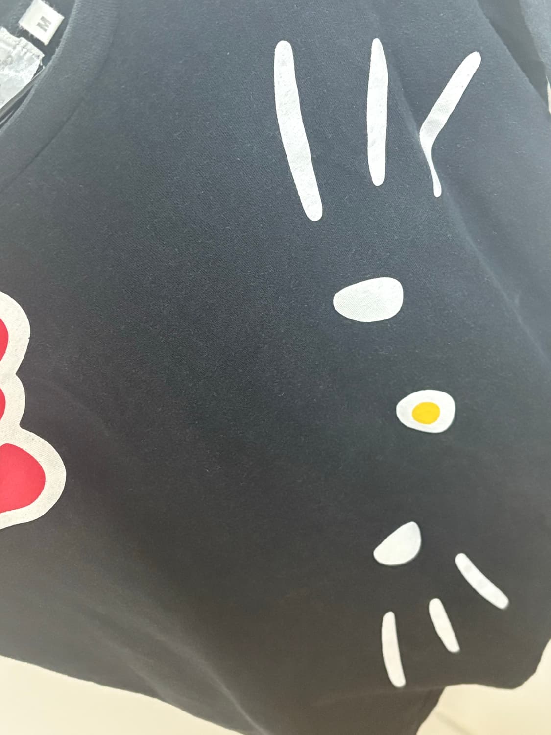 빈티지) 갸루 리본 블랙 키티 와투케 반팔 티셔츠 산리오 상품이미지3