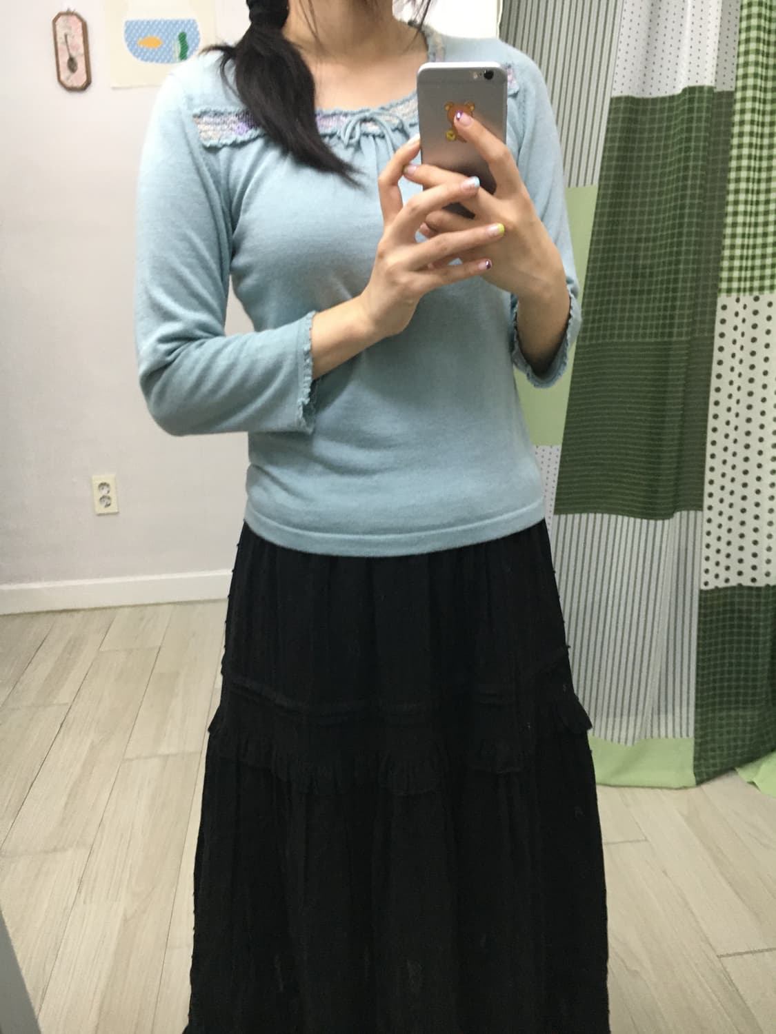 민트 넥 포인트 니트 상품이미지3