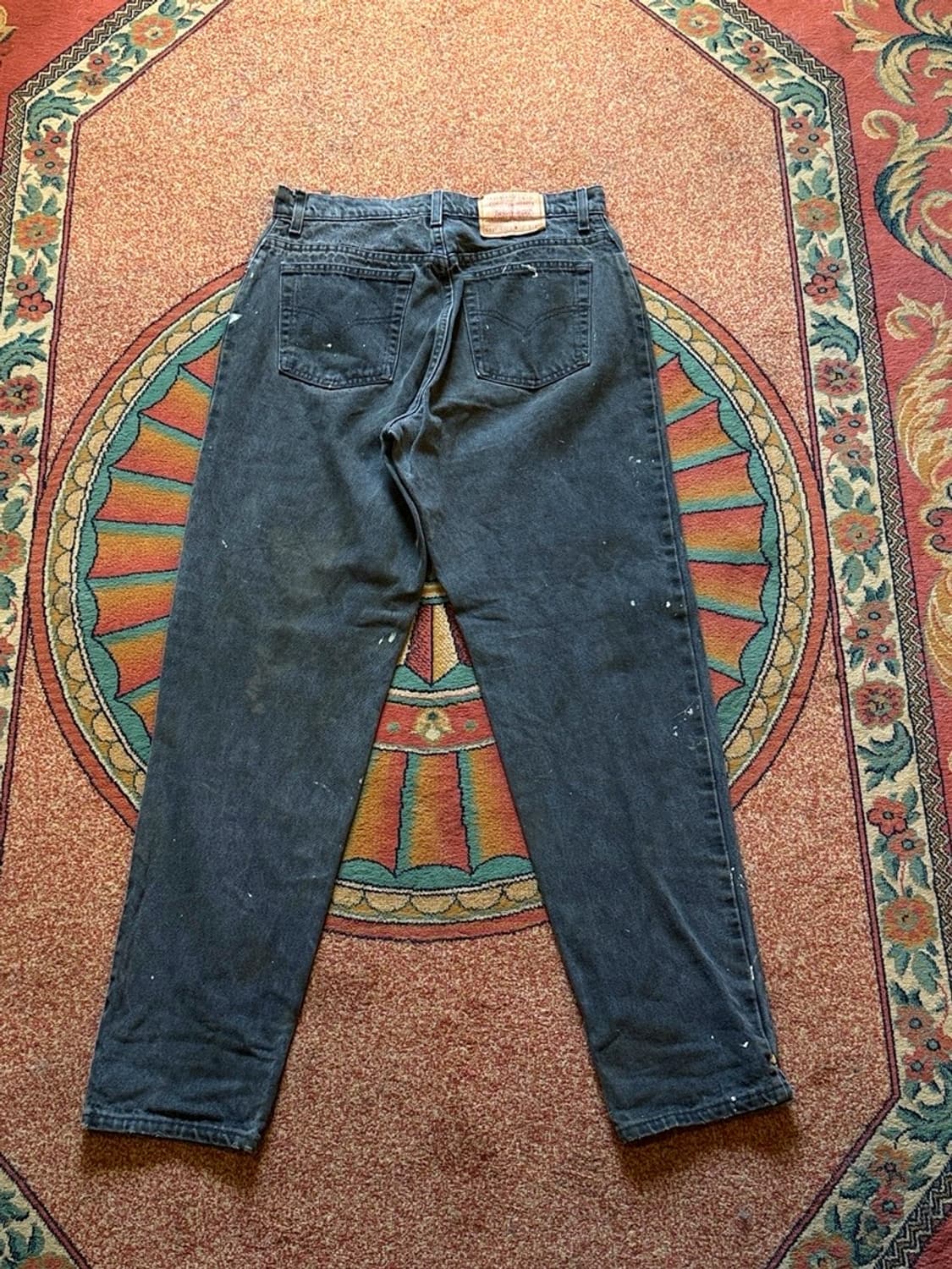 Levis 90년대 테이퍼드 블랙진 데님 페인팅 디자인 팬츠 상품이미지3
