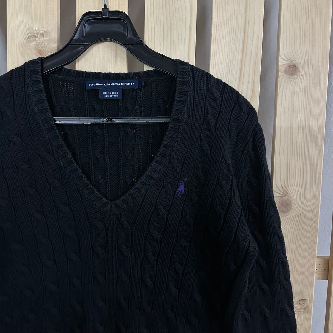 (S) 폴로 블랙 케이블 니트 스웨터 상품이미지5