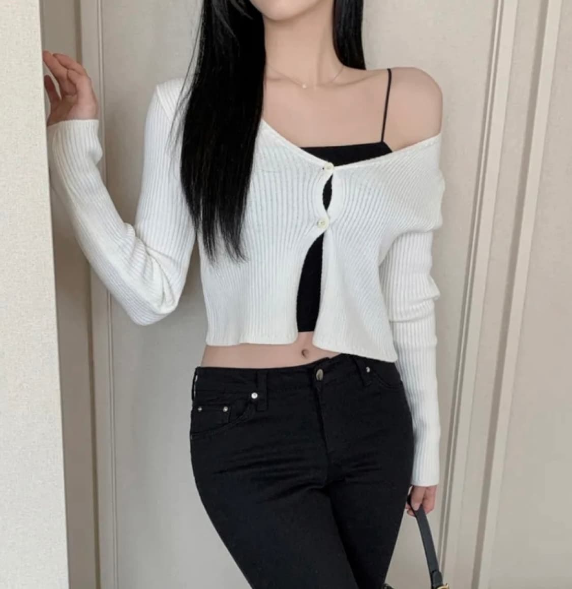 아이보리 골지가디건 상품이미지4