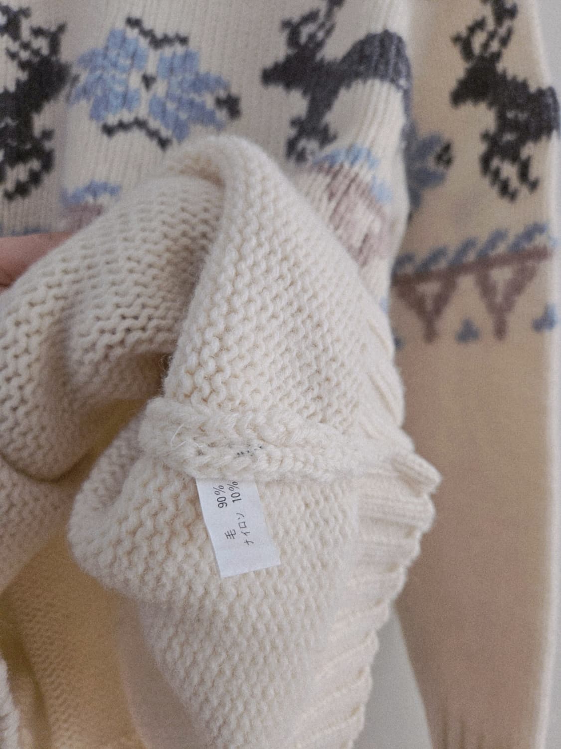 빈티지 아이보리 눈꽃사슴 니트 상품이미지4