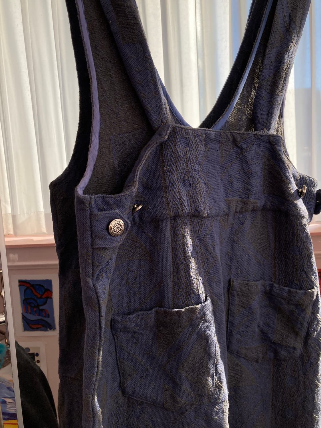 말라카 Malaka 네이비 패턴 멜빵 팬츠 상품이미지4