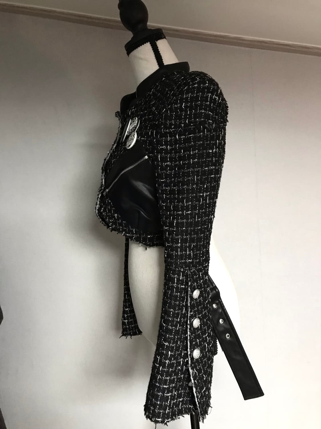 24ans Tweed Leather Mixed Jacket 상품이미지3