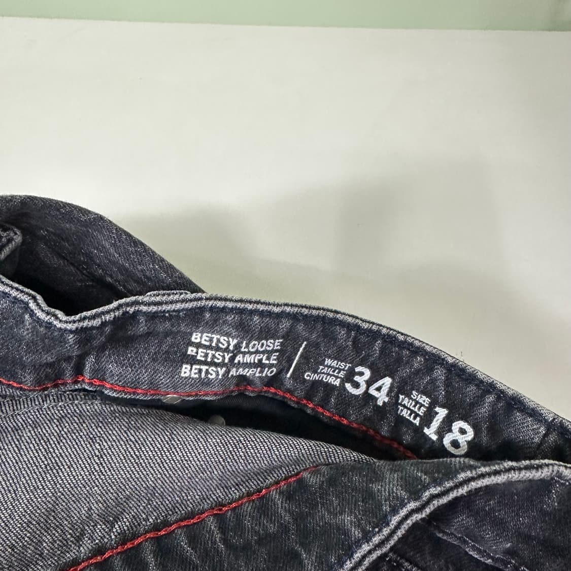 34 XL 타미진스 와이드핏 빈티지블랙워시드 데님팬츠 상품이미지5