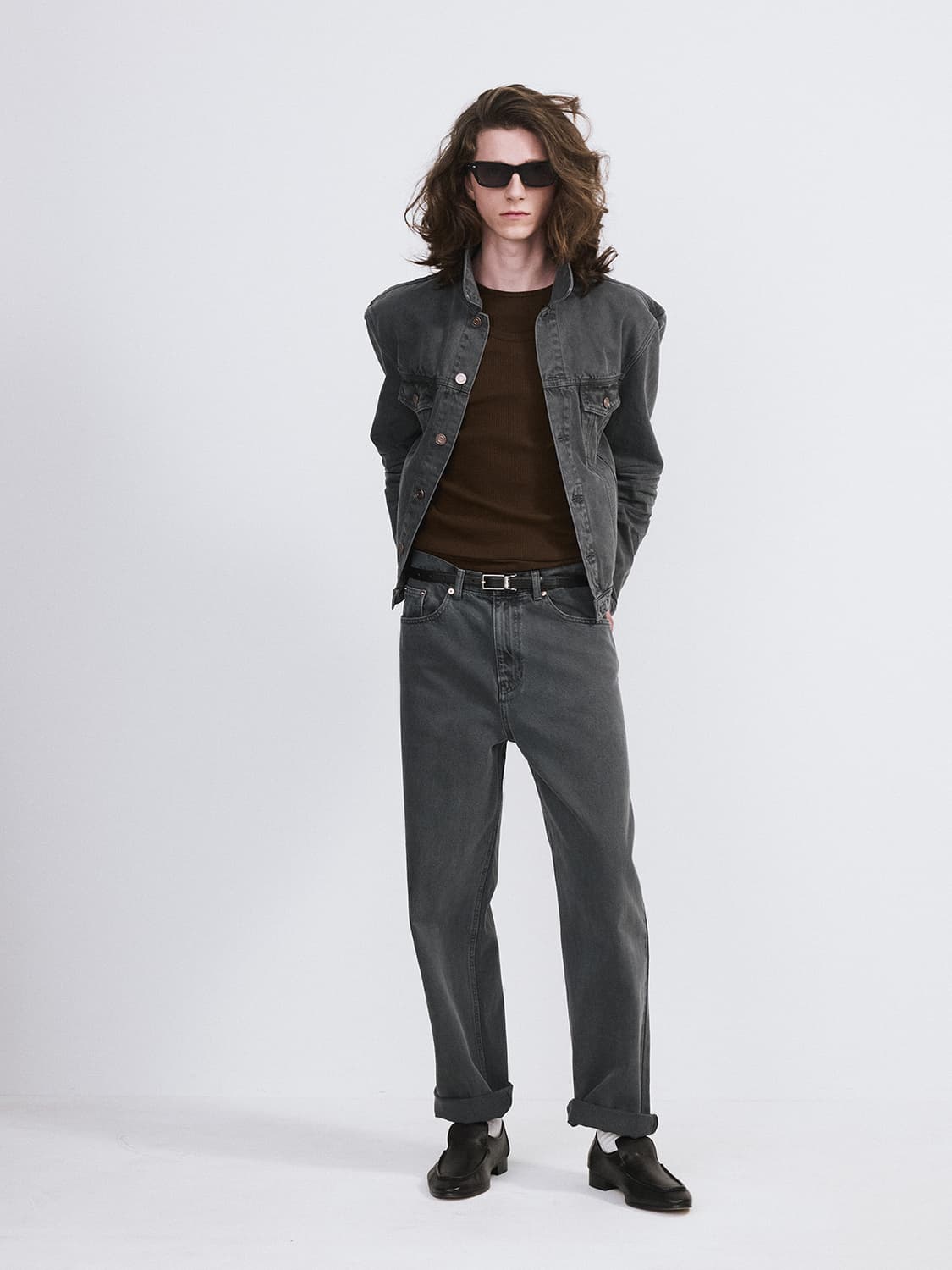 렉토 26SS 시그니쳐 데님 트러커 자켓 다크 그레이 상품이미지2