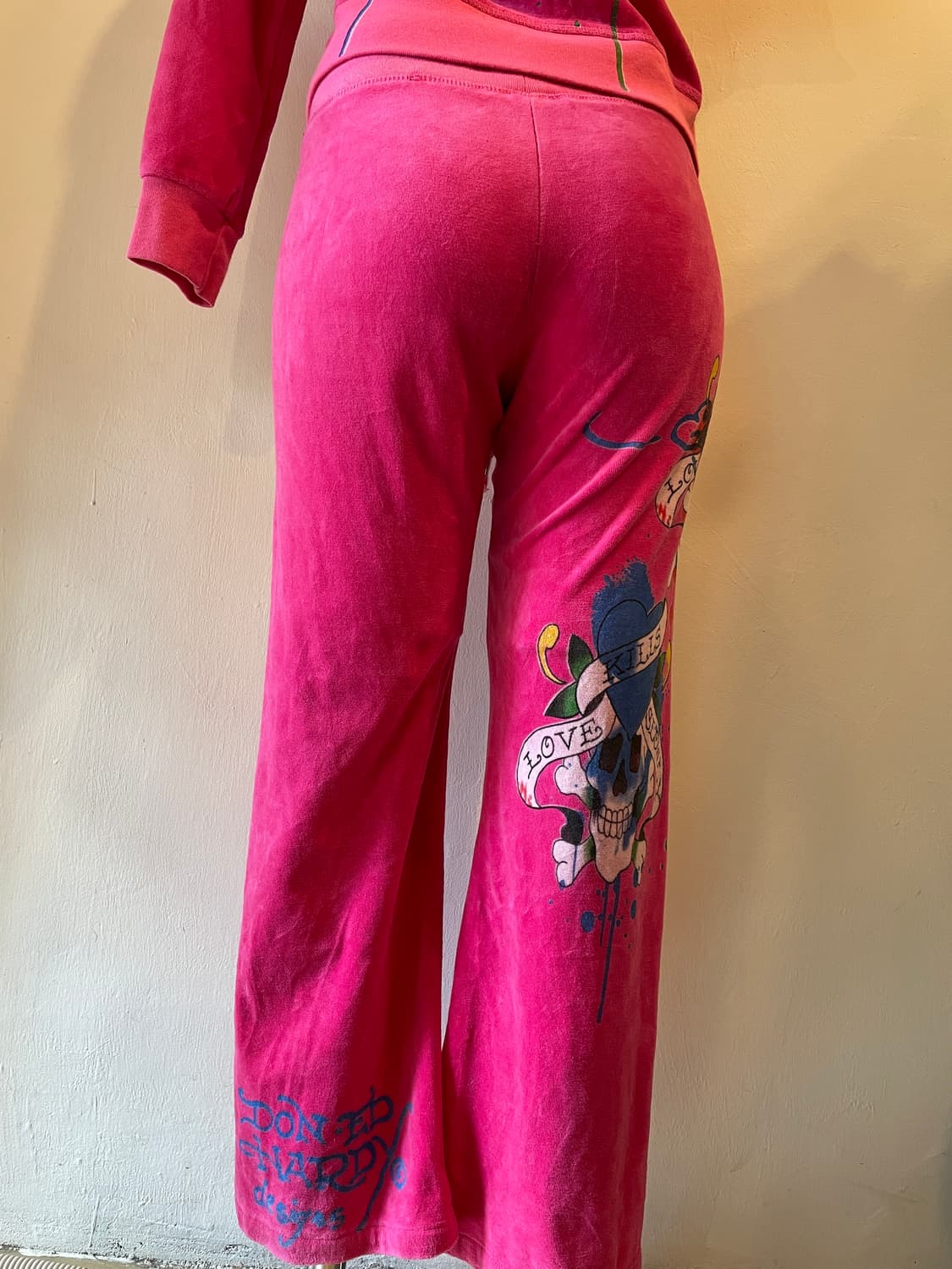 ed hardy 에드하디 스컬 큐빅 벨벳 핫핑크 셋업 상품이미지8