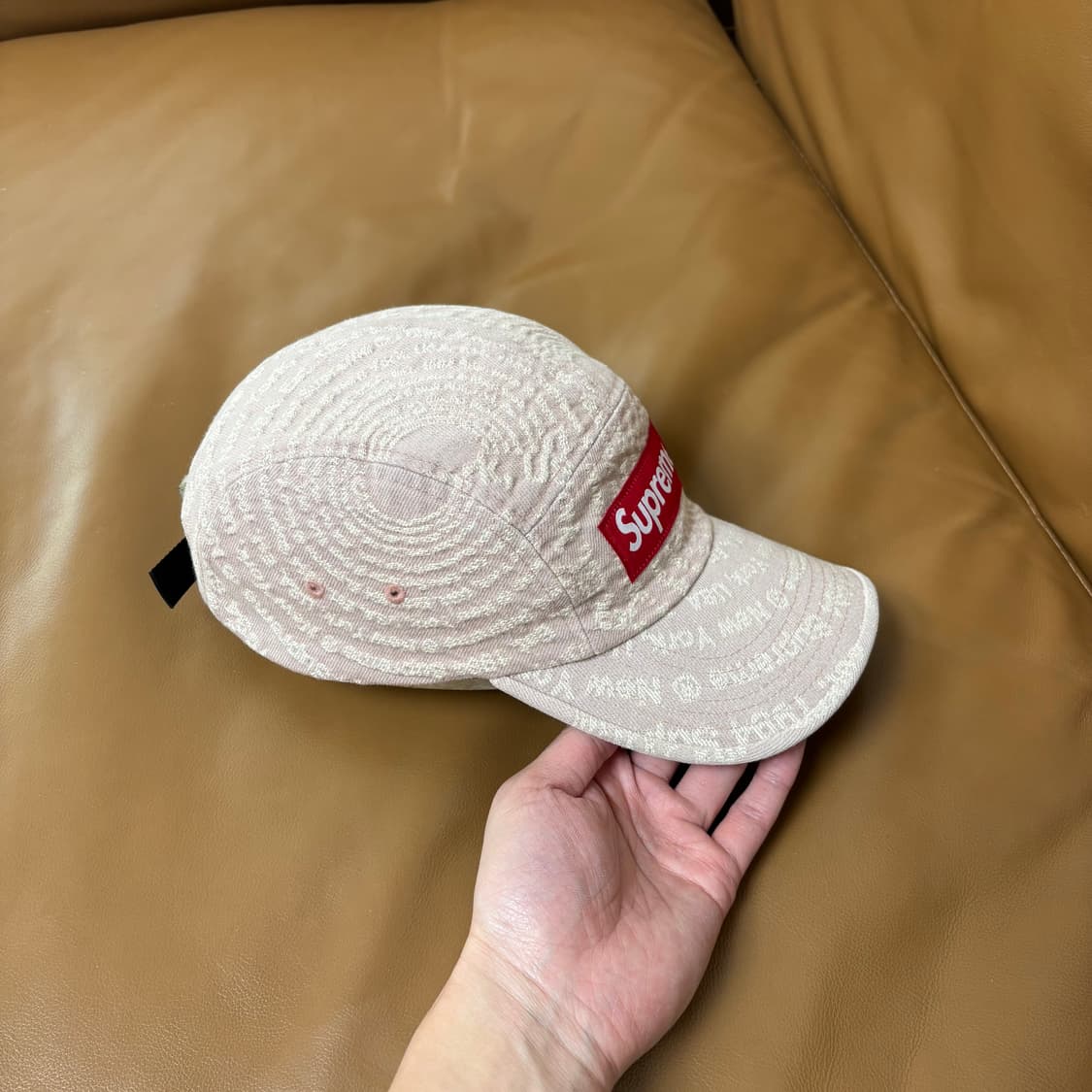 슈프림 캠프캡 모자 박스로고 자카드 데님 브라운 상품이미지3