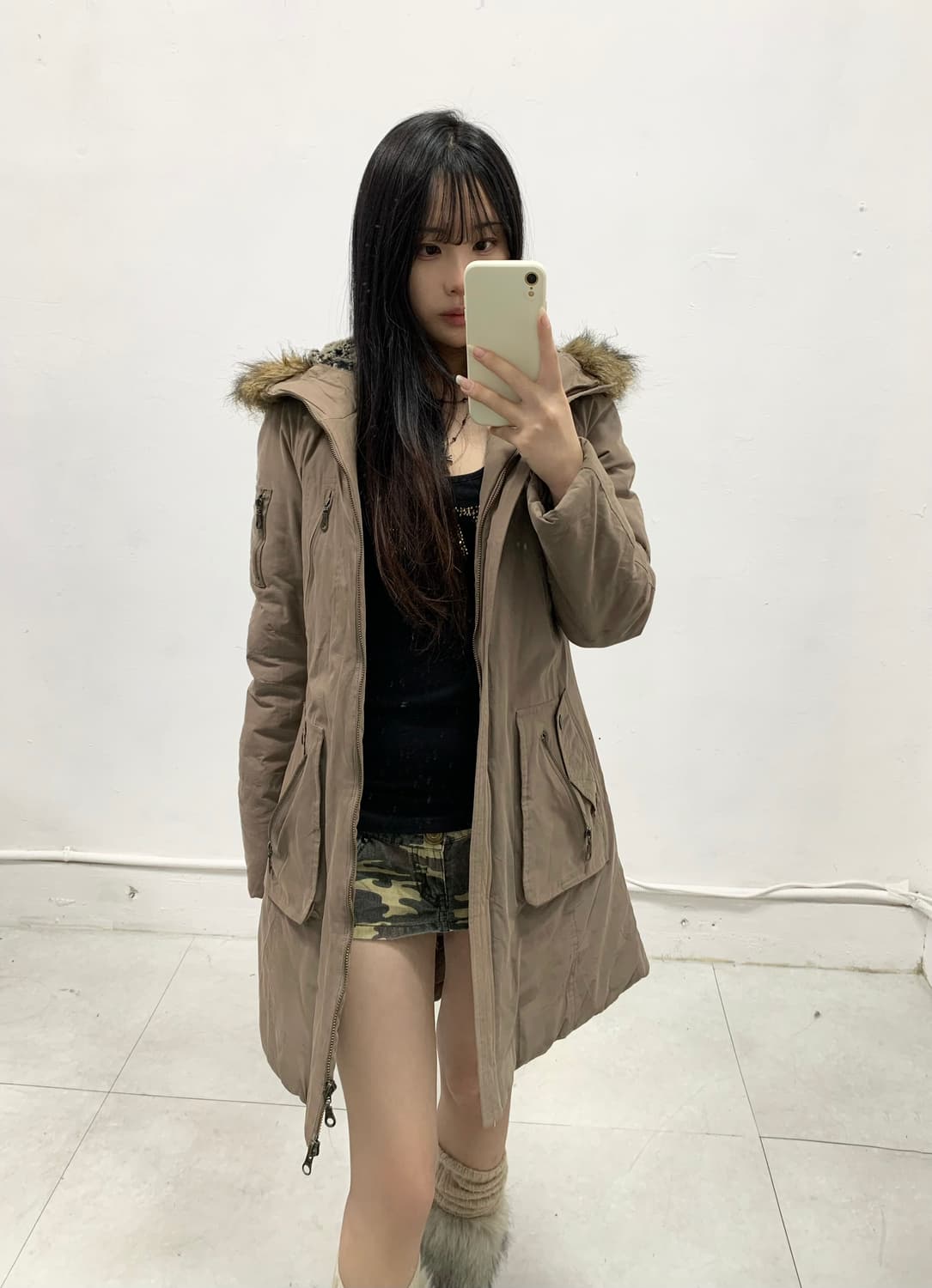 [XNTRIK] y2k 울프죠 베이지 야상 자켓 상품이미지3