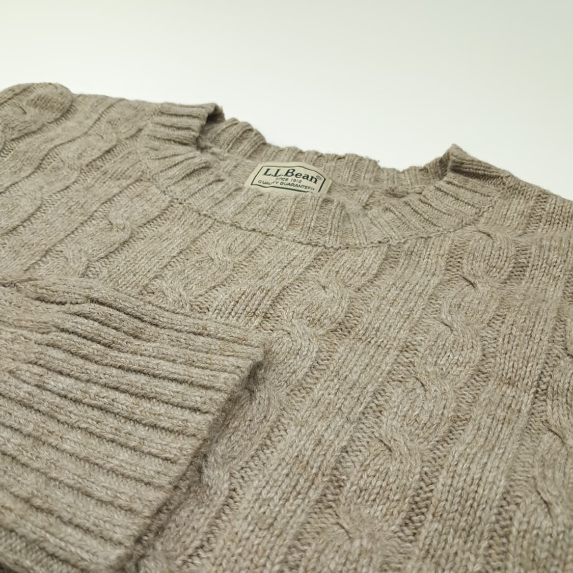 CL354 XL 엘엘빈 90s 울 케이블 오트밀베이지 니트 스웨터 상품이미지3