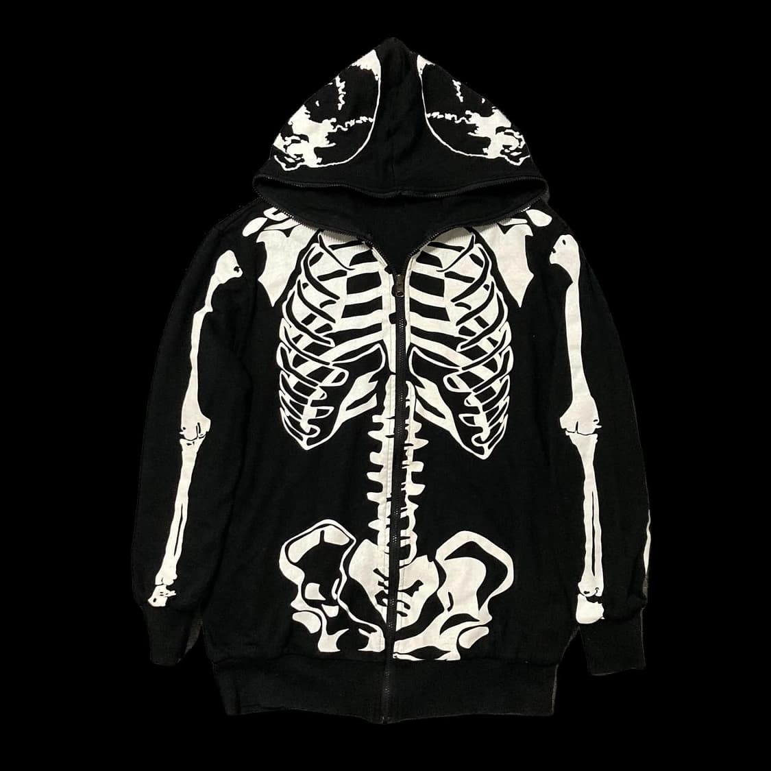 빈티지 스켈레톤 풀 프린팅 후드집업 상품이미지1