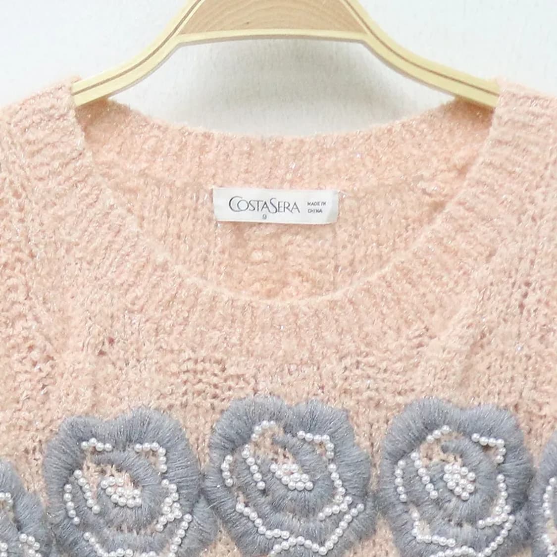 COSTA SERA 그레이 플라워 자수 울 혼방 니트 60760 상품이미지5