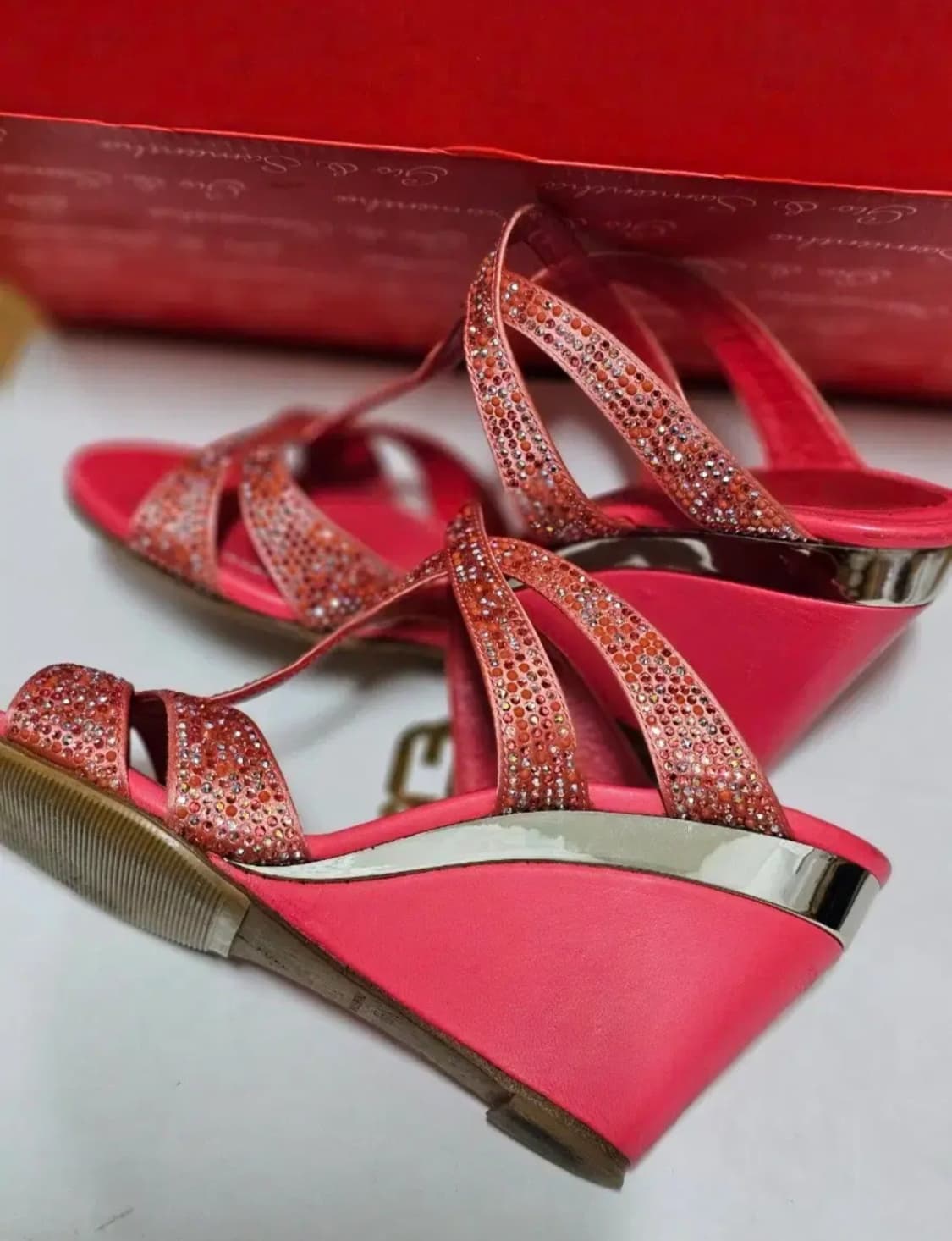 이태리 르네까오빌라  크리스탈 레드 진핑크 샌들 230~235 상품이미지3
