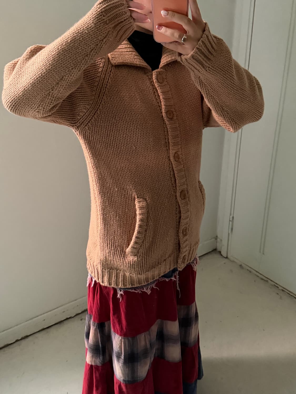 일본빈티지 숄카라 브라운 울 스웨터니트 상품이미지4