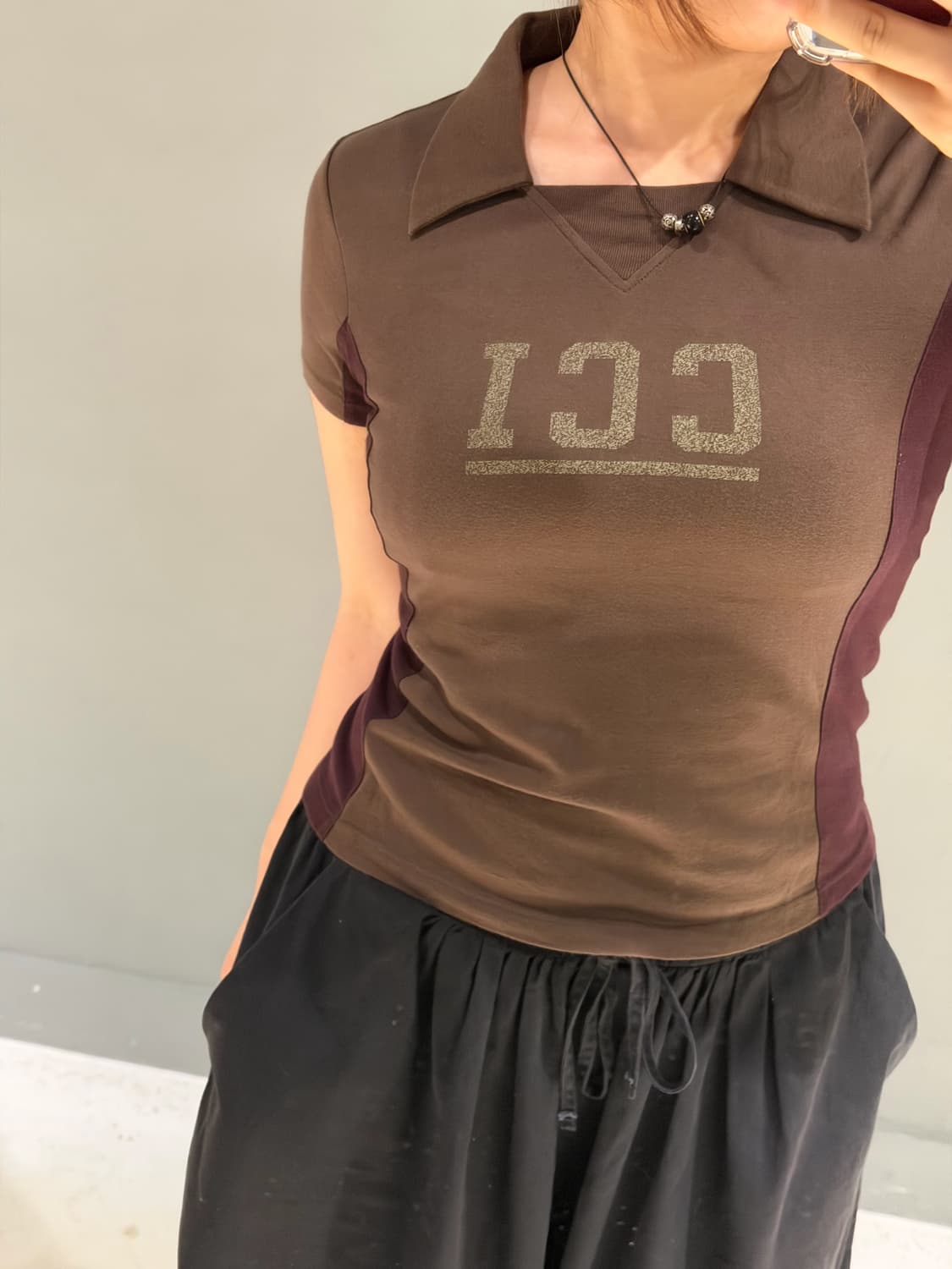 Comme Ca Ism color mix collar top 상품이미지3