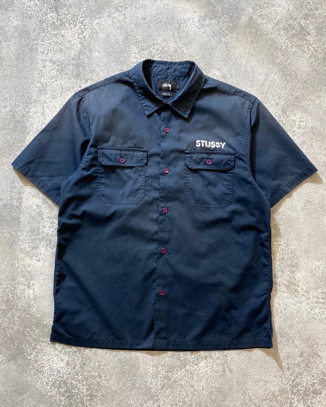 [L] Stussy 스투시 썬 페이드 빈티지 밀리터리 반팔셔츠 상품이미지1