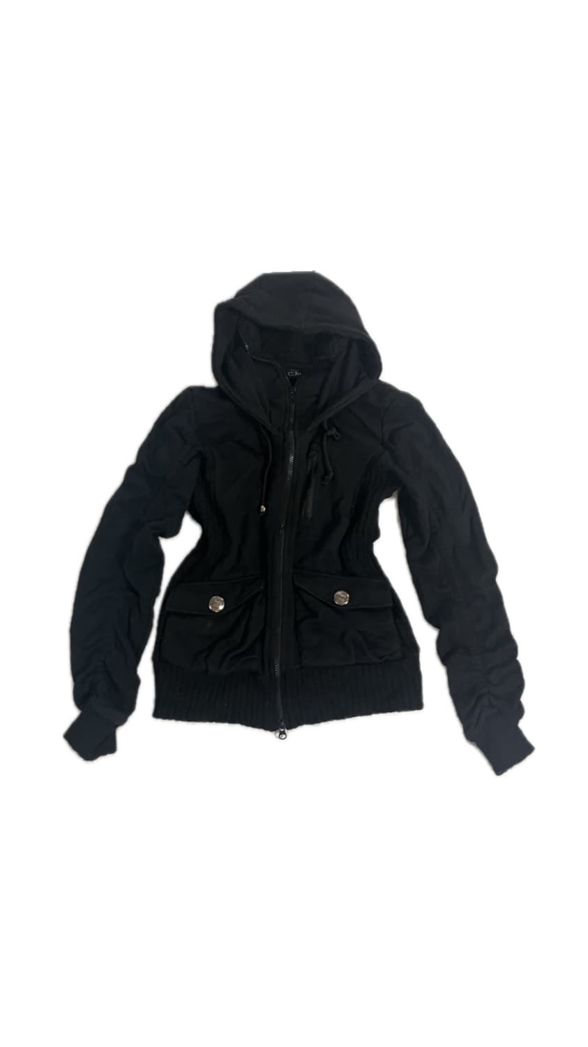 y2k 블랙 후드 집업 상품이미지1