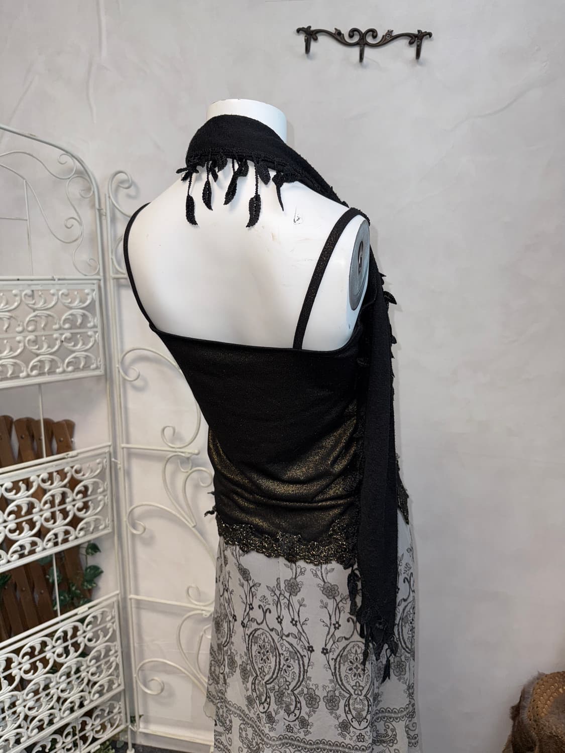 Black gold fairy lace cubic sleeveless 상품이미지6