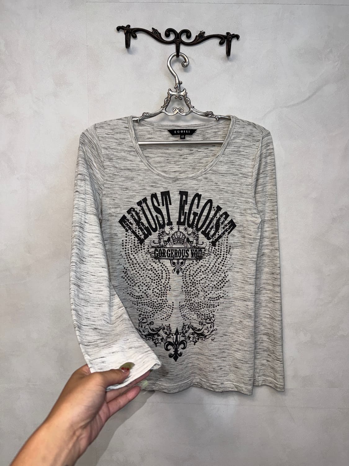 Egoist white melange oriental punk 긴팔티  상품이미지2