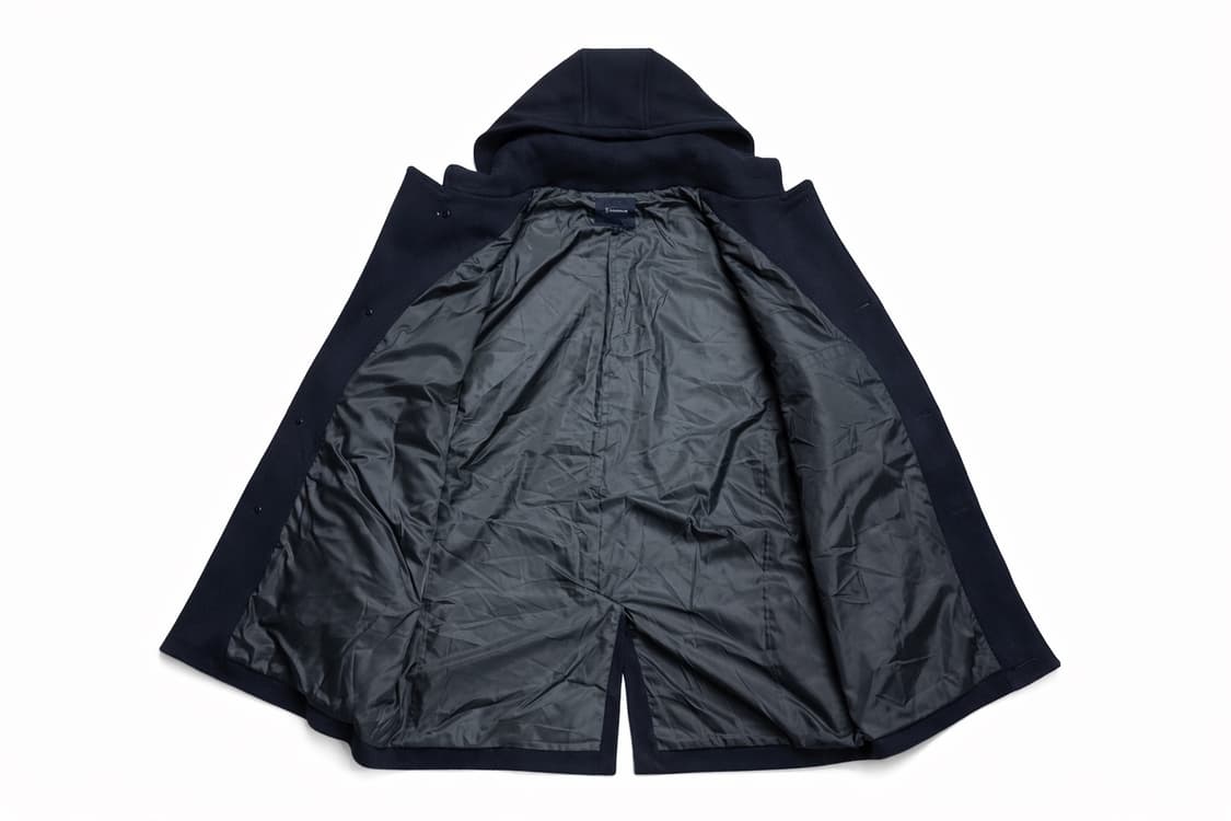JPN 일본 빈티지 클래식 아메카지 울혼방 토글버튼 후드 더플코트 네이비 상품이미지3