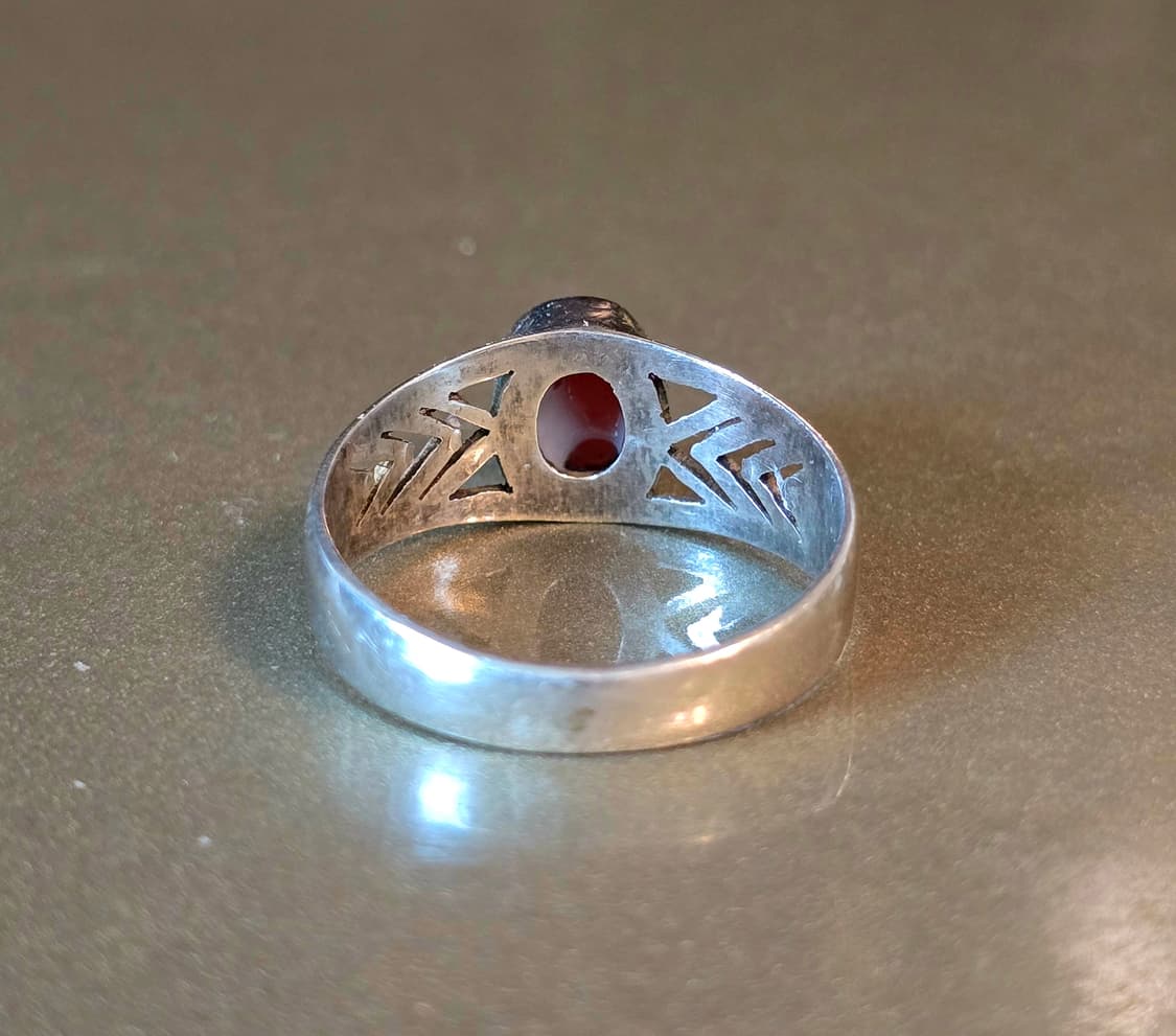 네이티브 아메리칸 스타일 카넬리안 원석 은 반지 상품이미지6