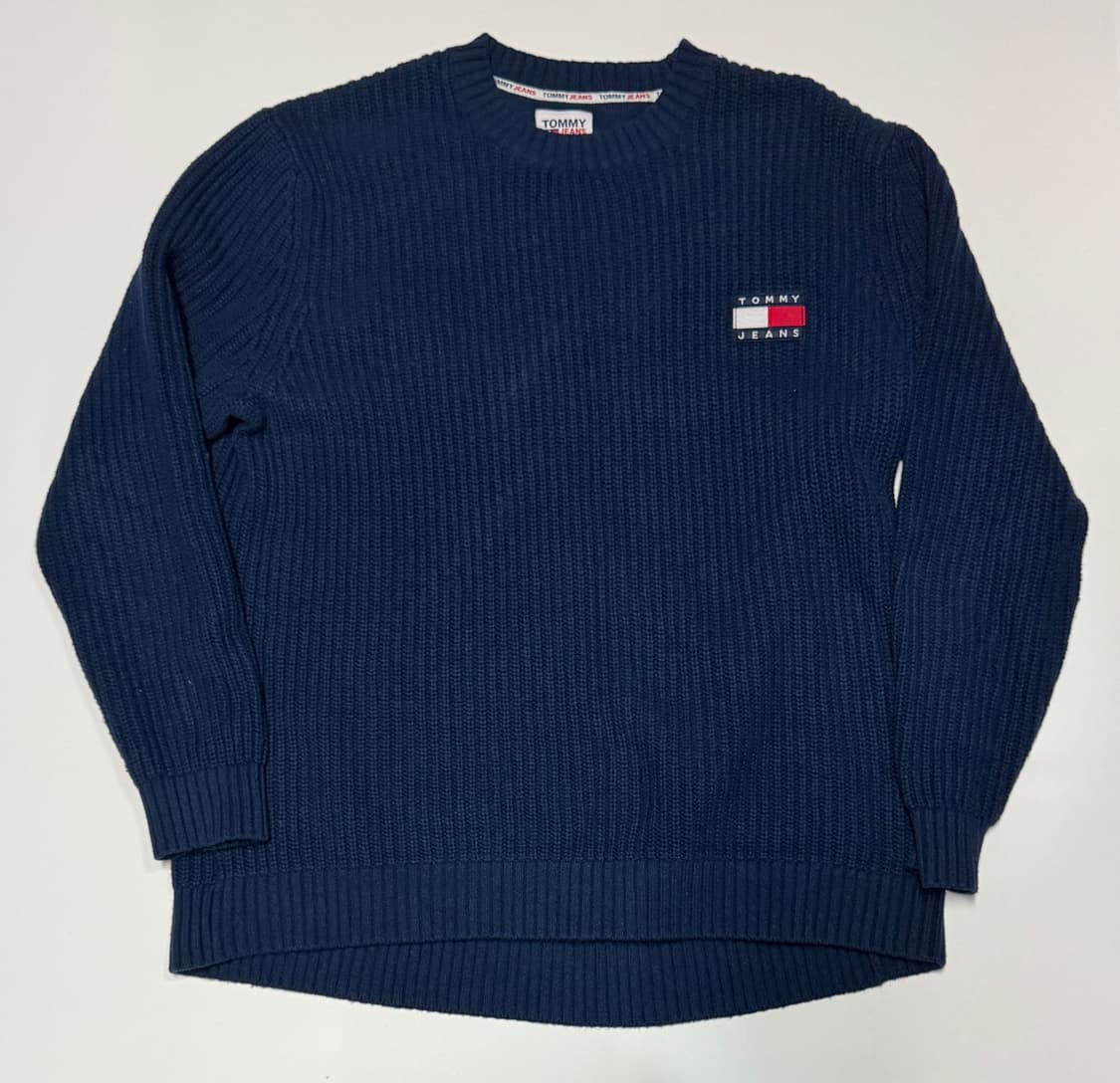 타미 Tommy 진스 귀여운 와플 니트 XL 네이비 상품이미지1