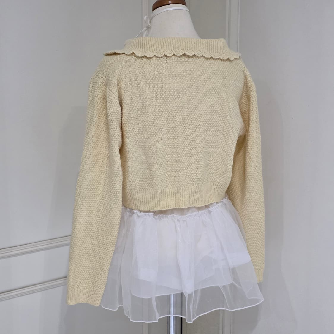 일본빈티지)히메라떼갸루st 로맨틱 러블리 옐로우 크롭 엑팜깔 니트가디건 상품이미지2