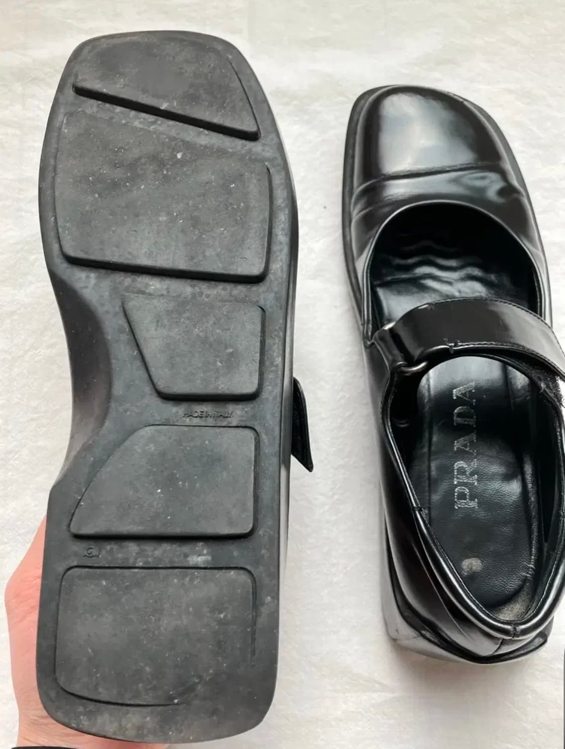 프라다 빈티지 메리제인 플랫 슈즈 신발 블랙 235 상품이미지5