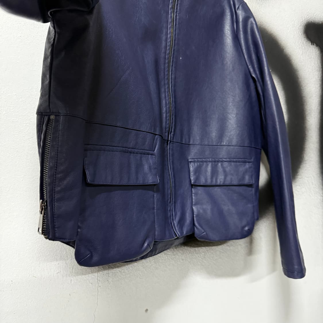 VTG 빈티지 절개 디테일 크롭 레더 후드 자켓 상품이미지6
