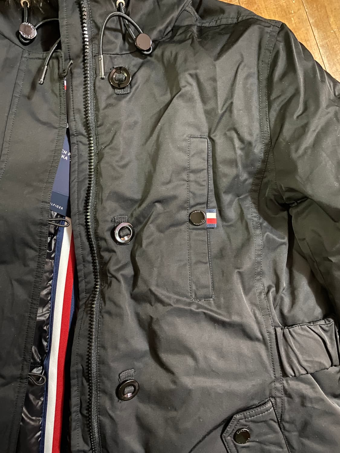 (새상품) 공용 타미힐피거 Tech Parka 블랙 다운 롱파카 상품이미지4