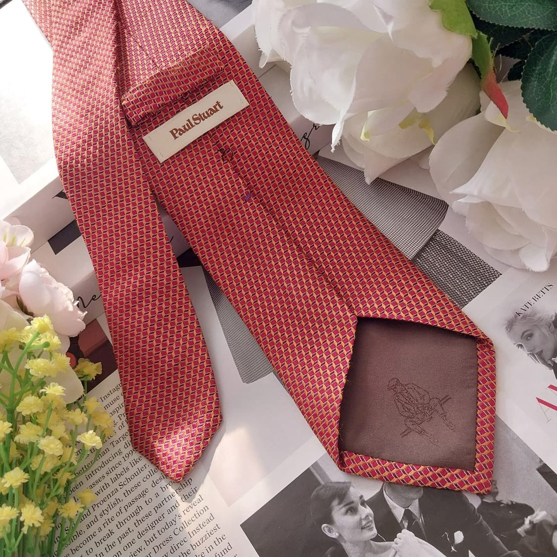 폴스튜어트 실크 오렌지 자카드 넥타이 8.3cm A등급 K1316
 상품이미지5