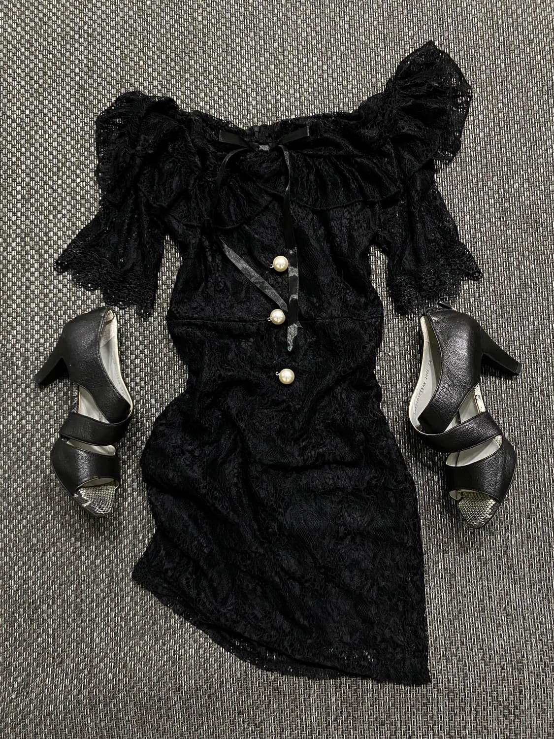 2000s style pearl button Lace Detail one 상품이미지5