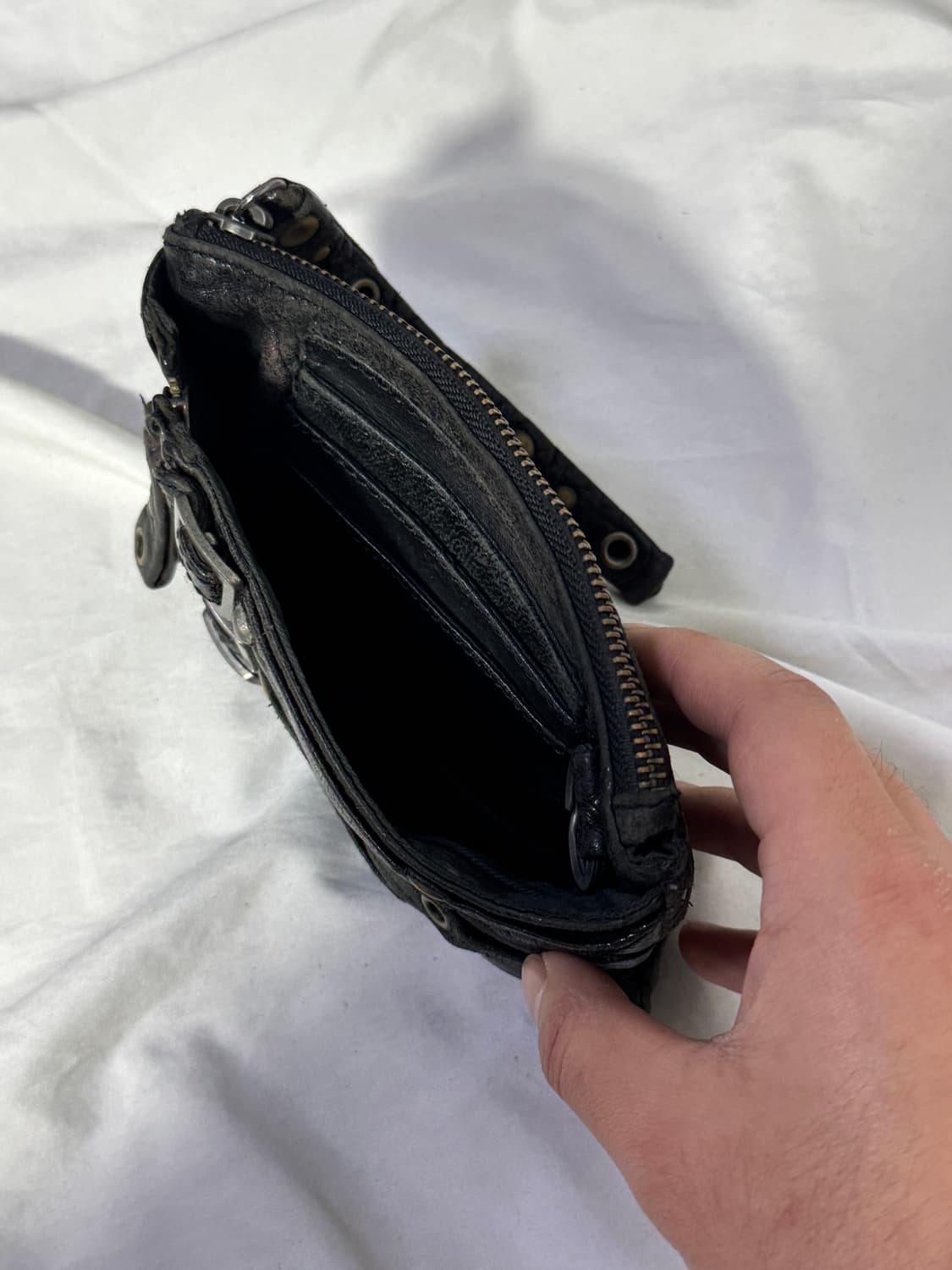 디젤 블랙 골드 버클 스트랩 스터드 레더 지갑 y2k 펑크 상품이미지6