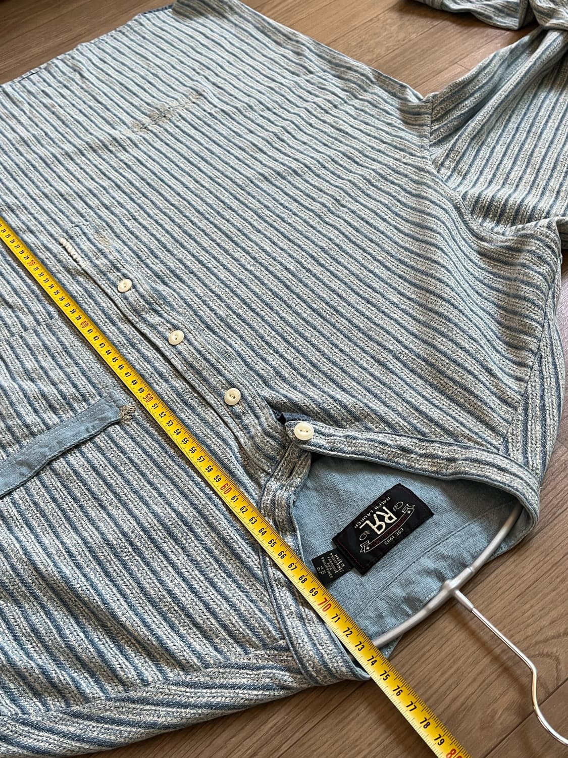 Rrl 리페어 리넨 코튼 팝오버 셔츠 XL 상품이미지4