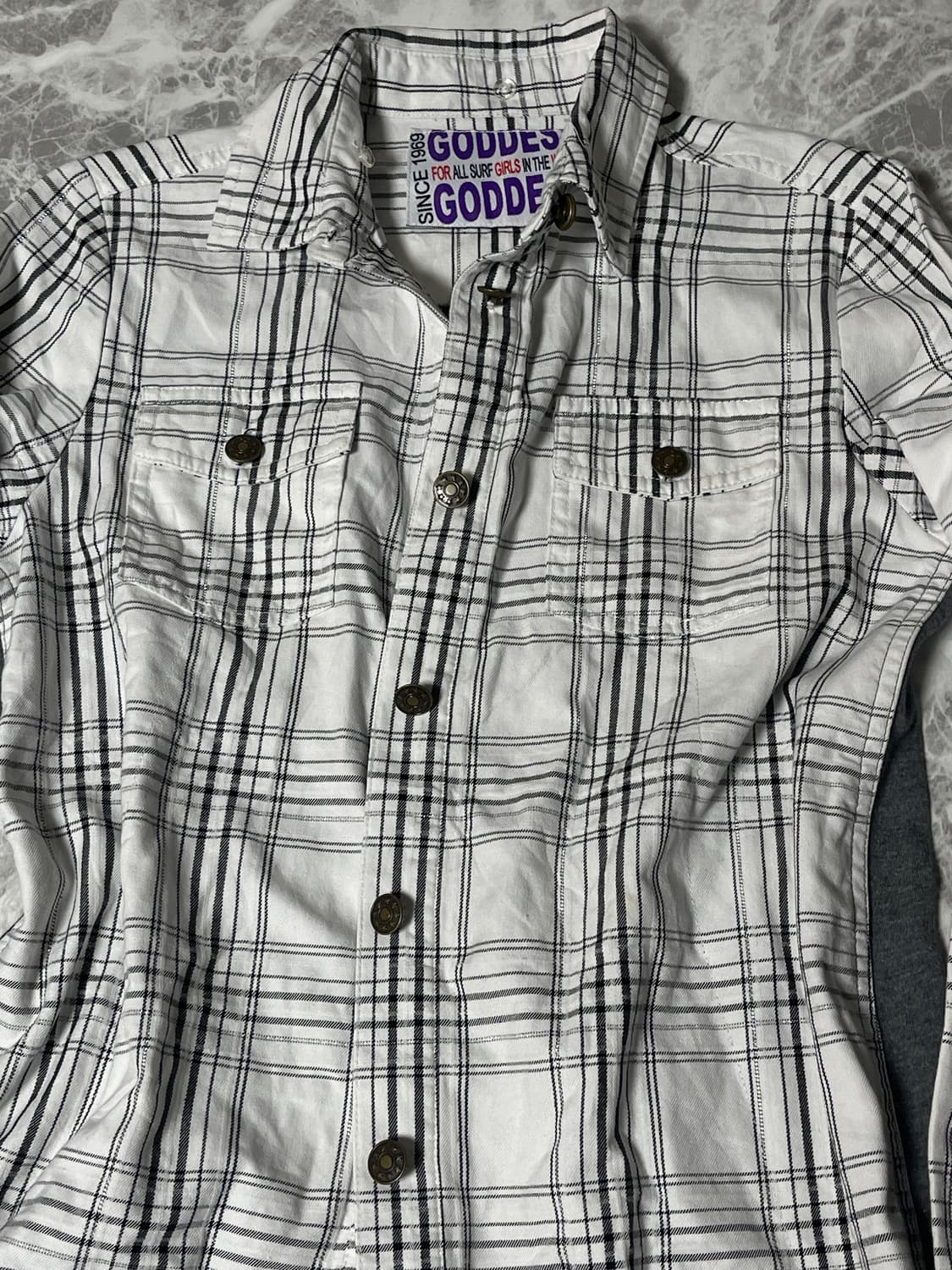 (Goddess)2way sleeve check shirts 상품이미지3