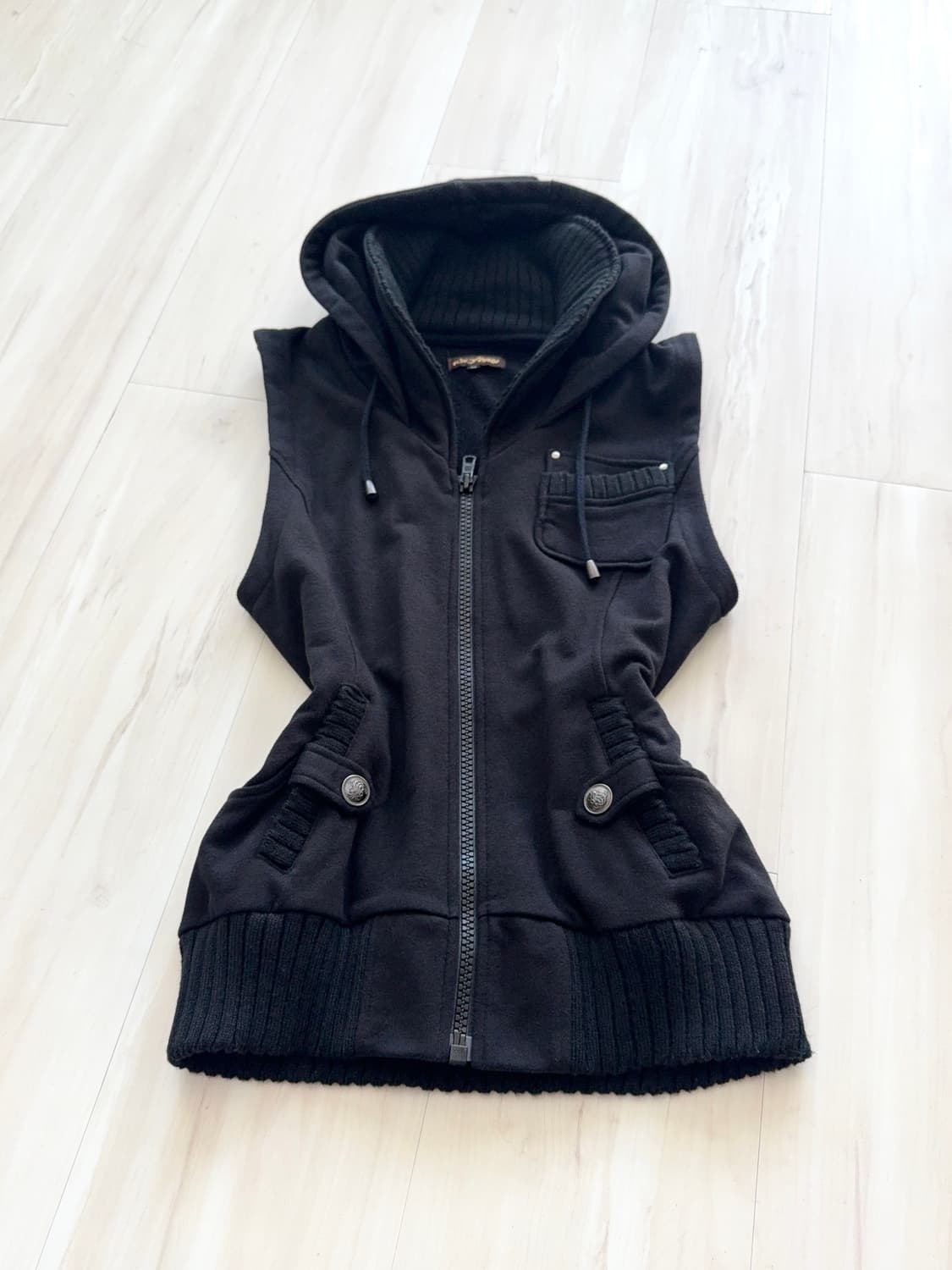 Black zip-up vest 상품이미지1