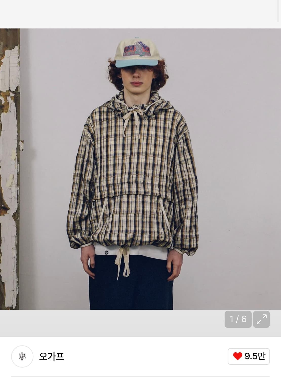 오가프 체크 후드 아노락 1사이즈 상품이미지1