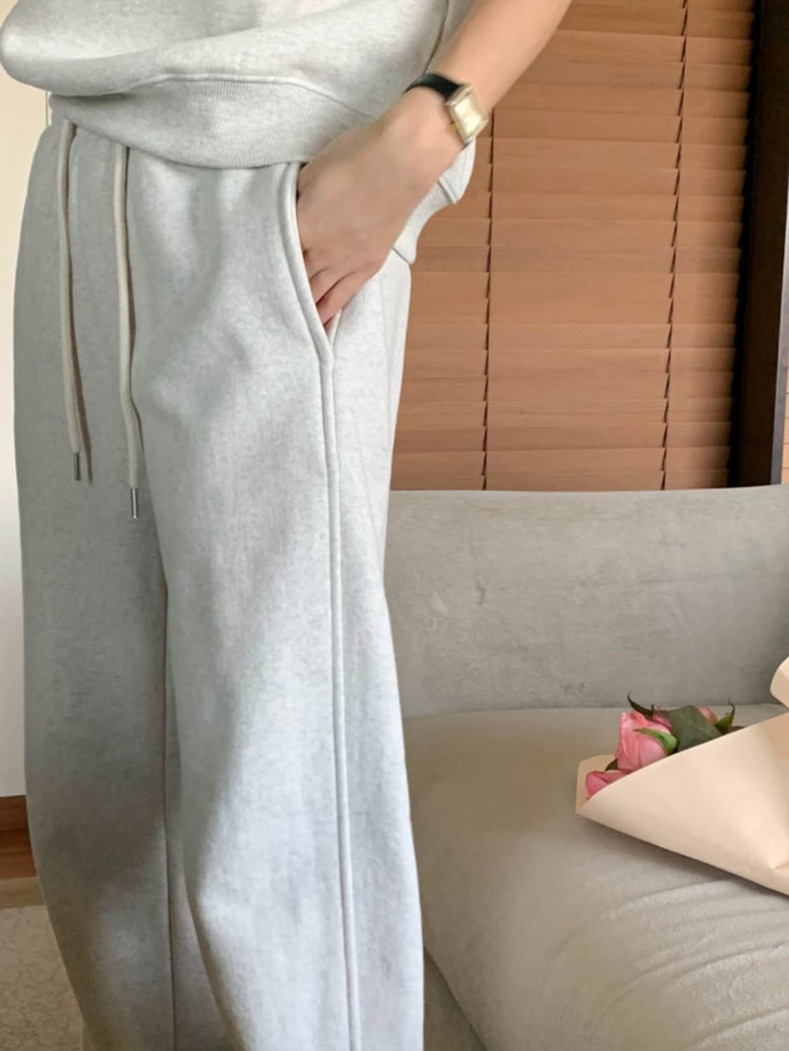 아잉areing 기모조거팬츠 오트밀 상품이미지9