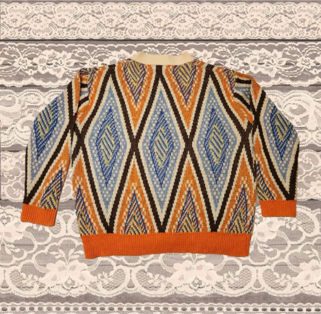 빈티지 아가일 포인트 오버핏 니트 가디건 상품이미지2