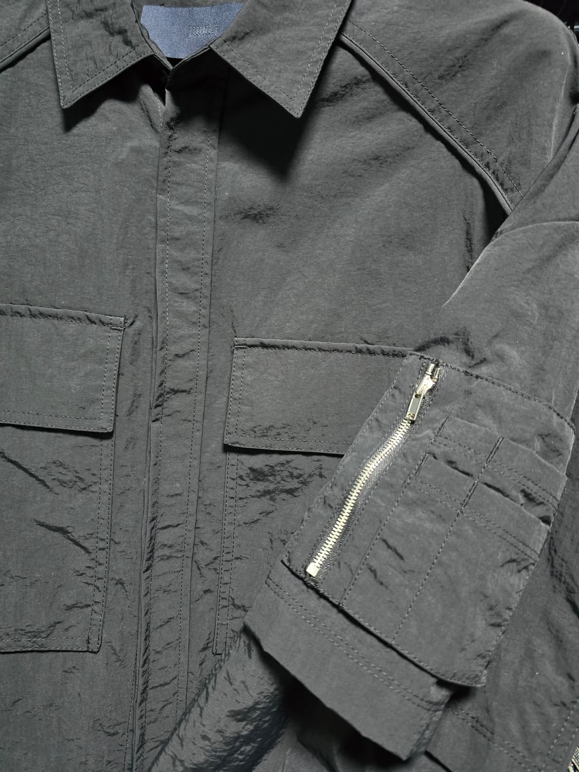 준지 나일론 프론트 암포켓 셔츠 블랙 46사이즈 상품이미지4