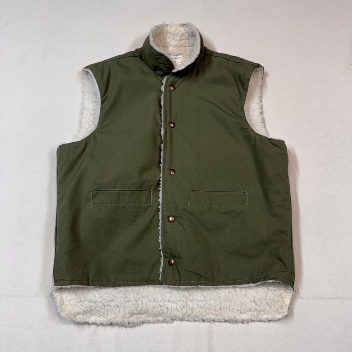 L) BIG BILL 워크웨어 셰르파 안감 조끼 베스트 카키 상품이미지1