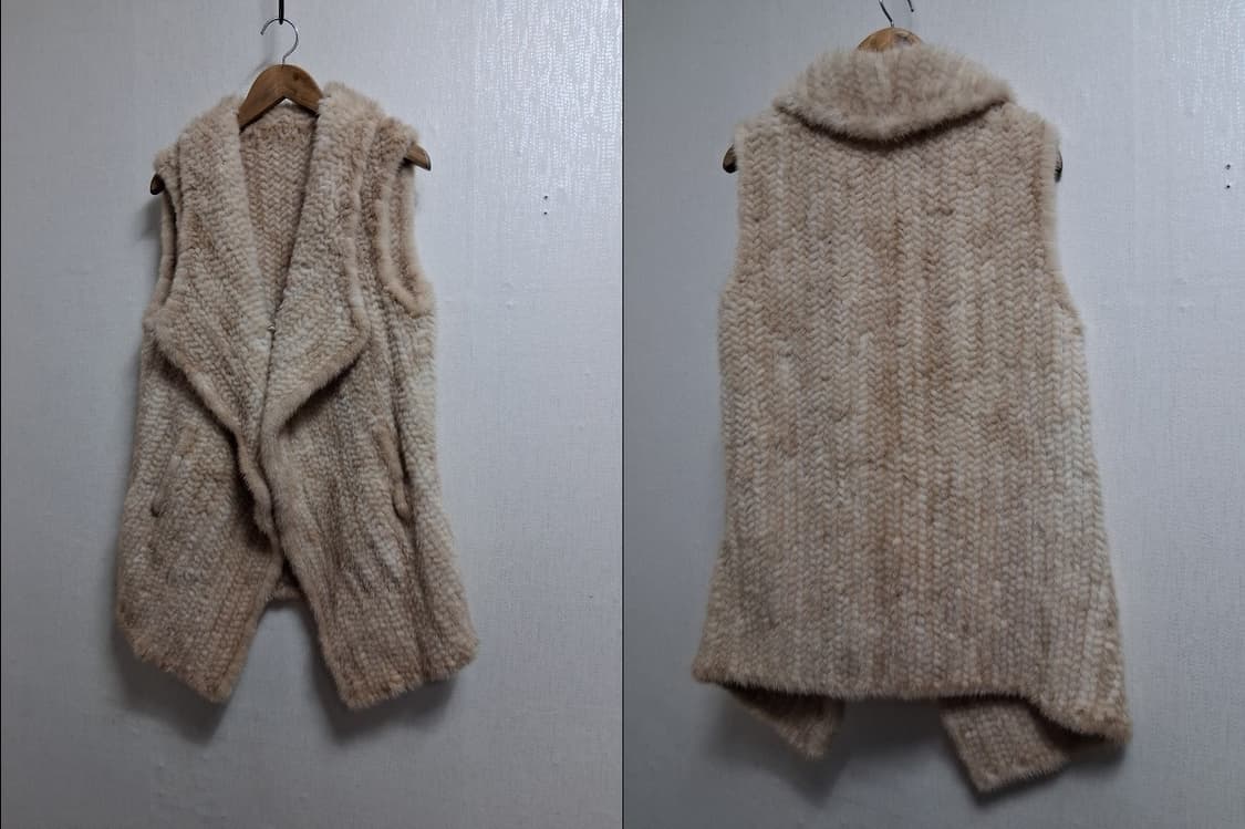 천연 밍크 조끼 베이지  니팅 밍크 베스트 하프 66 77까지 상품이미지2