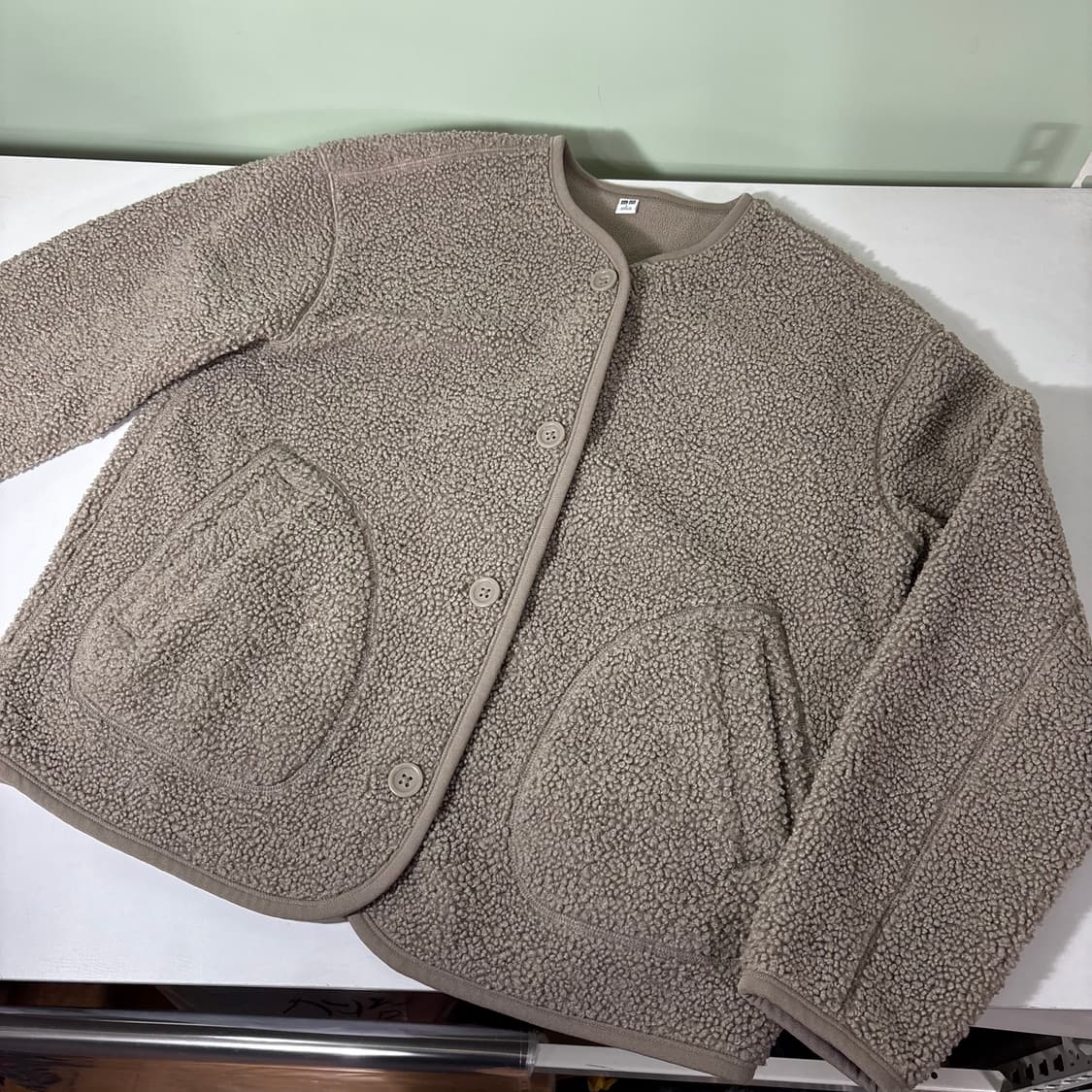 우먼M-L 유니클로 베이지 뽀글이 후리스자켓 상품이미지1