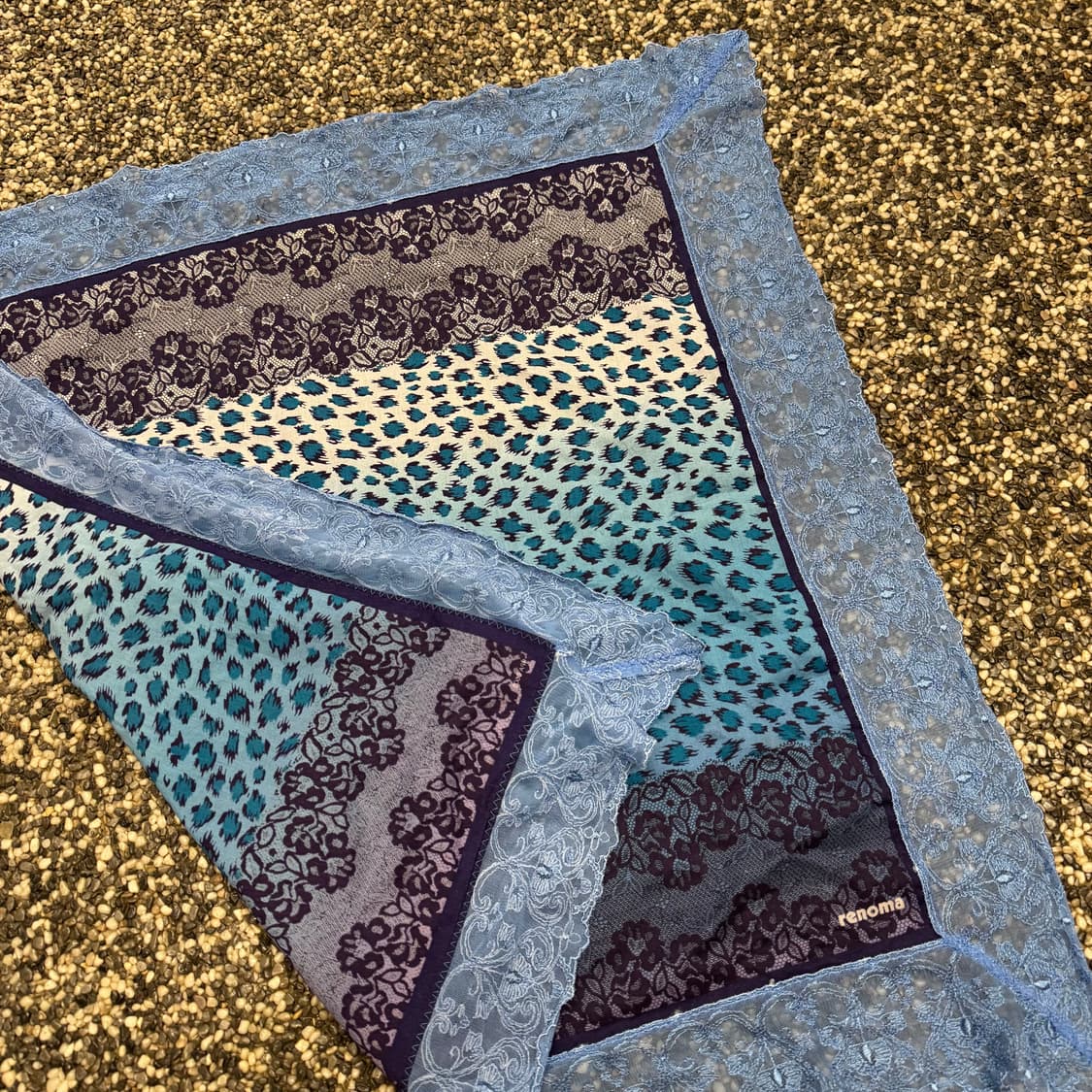 빈티지 레이스 트림 레오파드 스카프 반다나 (66x66cm)   상품이미지3