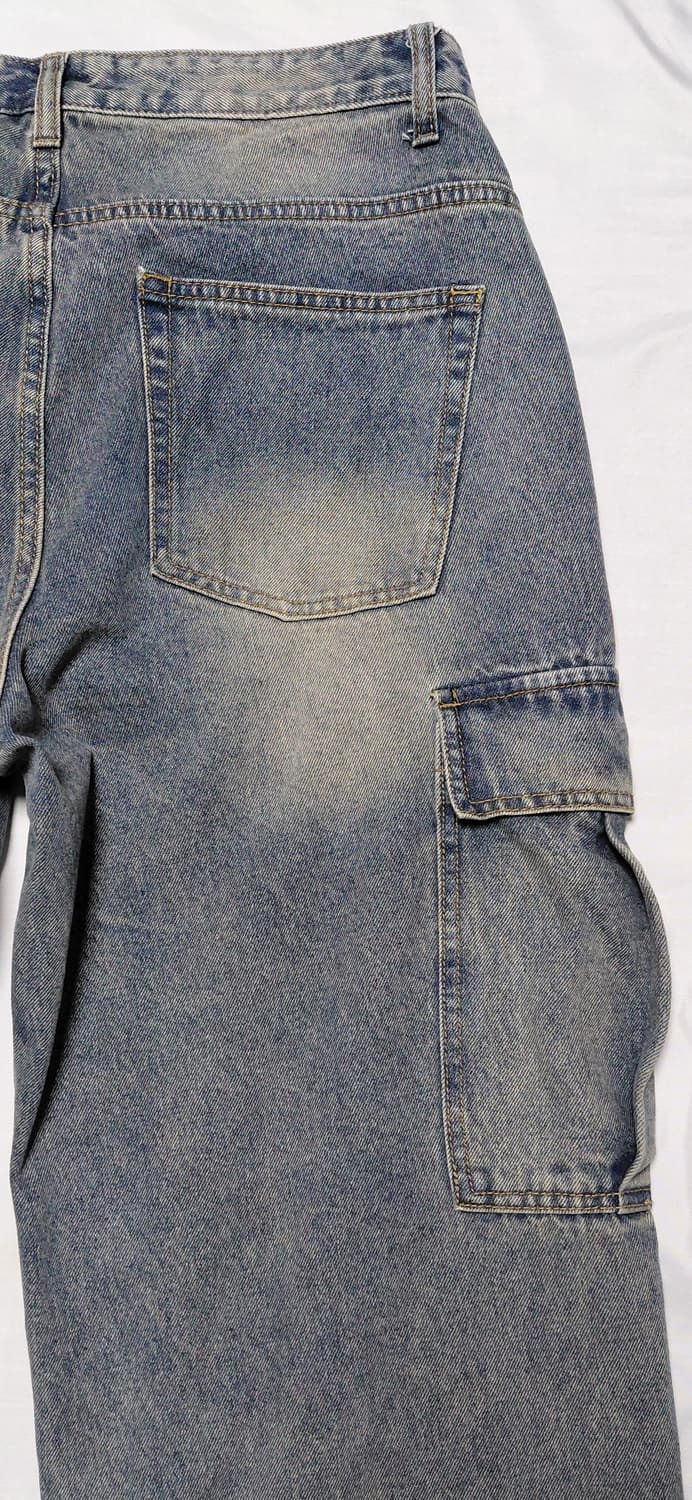 THE CROSS 와이드 카고 데님 팬츠 - 중청(L) 무료배송 상품이미지7