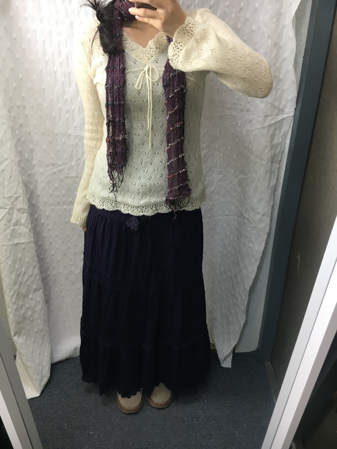 퍼플 크로쉐 롱 스커트 상품이미지3