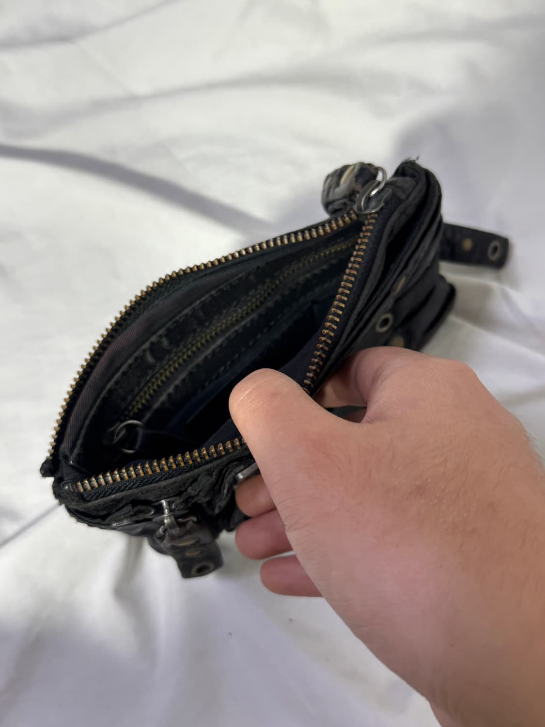 디젤 블랙 골드 버클 스트랩 스터드 레더 지갑 y2k 펑크 상품이미지7